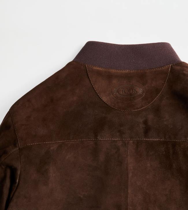 Tod\'s 8NXV1096 hnedá muži semišová bunda bomber
