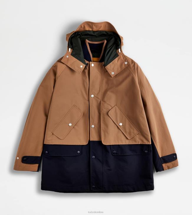 Tod's 8NXV1098 hnedá/modrá muži farebná bloková parka