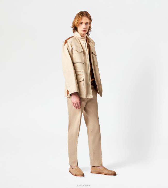 Tod\'s 8NXV1105 béžová muži poľná bunda s koženými vložkami