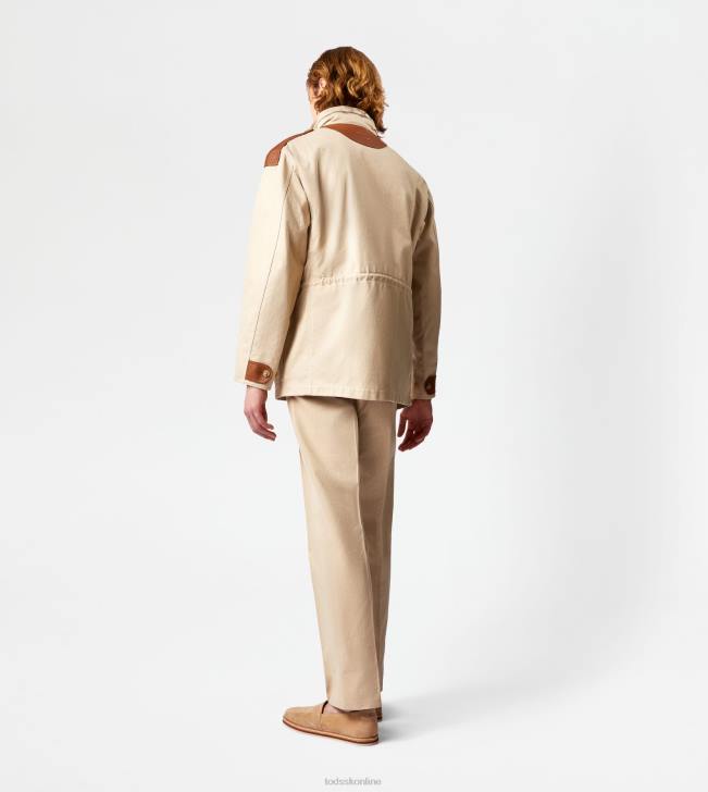 Tod\'s 8NXV1105 béžová muži poľná bunda s koženými vložkami