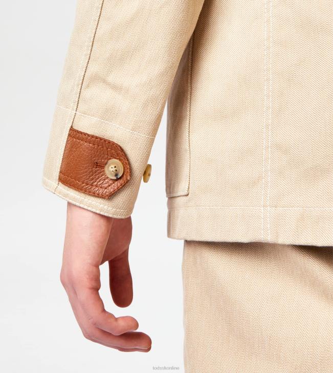 Tod\'s 8NXV1105 béžová muži poľná bunda s koženými vložkami