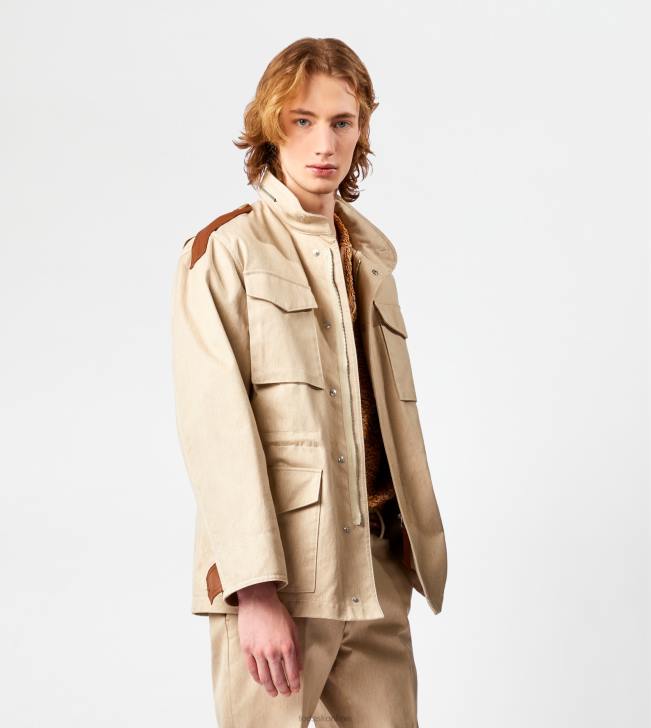 Tod\'s 8NXV1105 béžová muži poľná bunda s koženými vložkami
