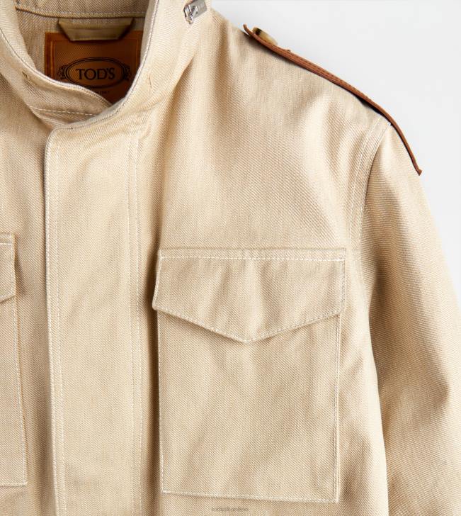 Tod\'s 8NXV1105 béžová muži poľná bunda s koženými vložkami