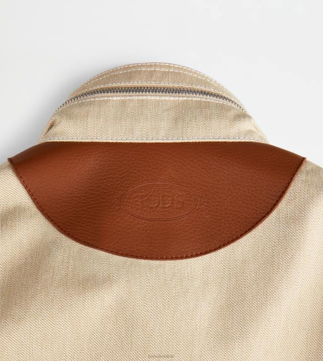 Tod\'s 8NXV1105 béžová muži poľná bunda s koženými vložkami
