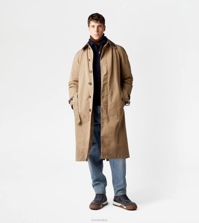 Tod\'s 8NXV1116 sivá muži trenčkot s koženými vložkami