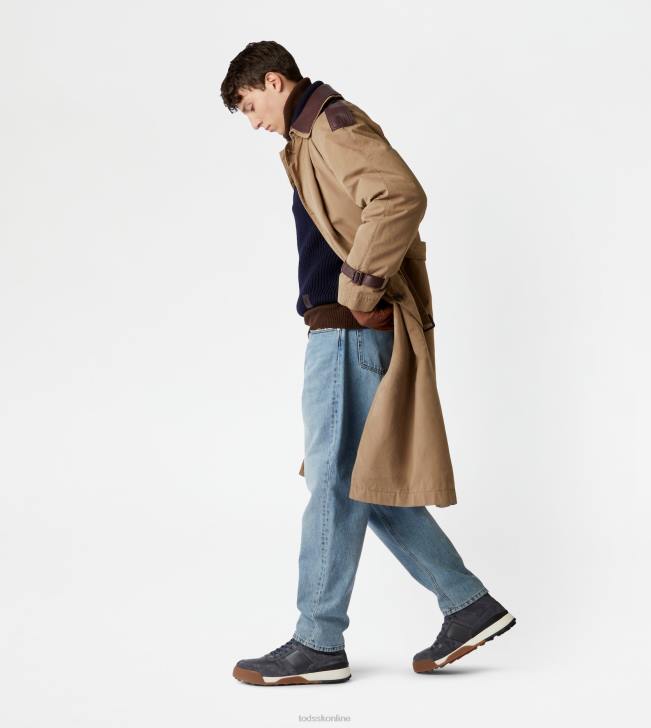 Tod\'s 8NXV1116 sivá muži trenčkot s koženými vložkami