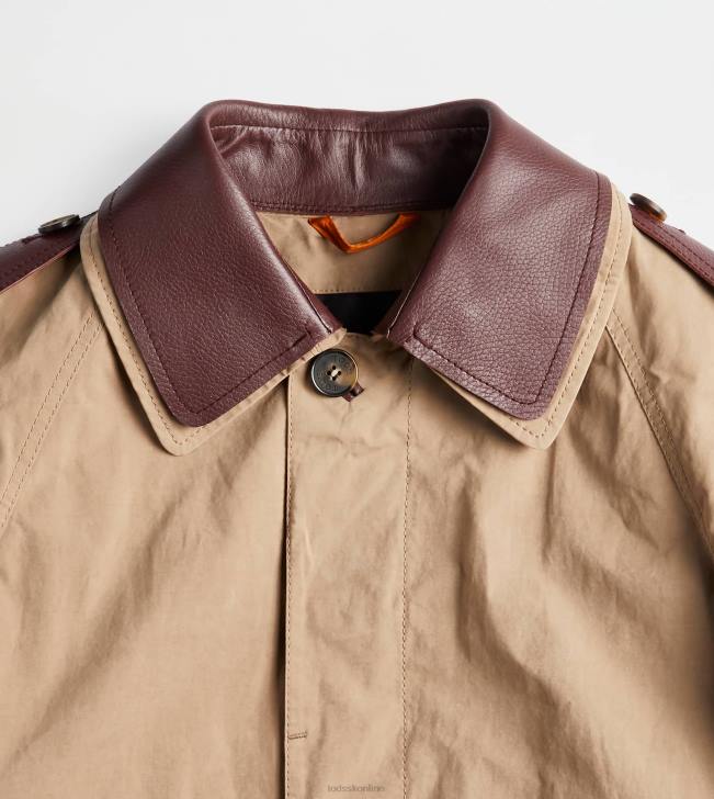 Tod\'s 8NXV1116 sivá muži trenčkot s koženými vložkami