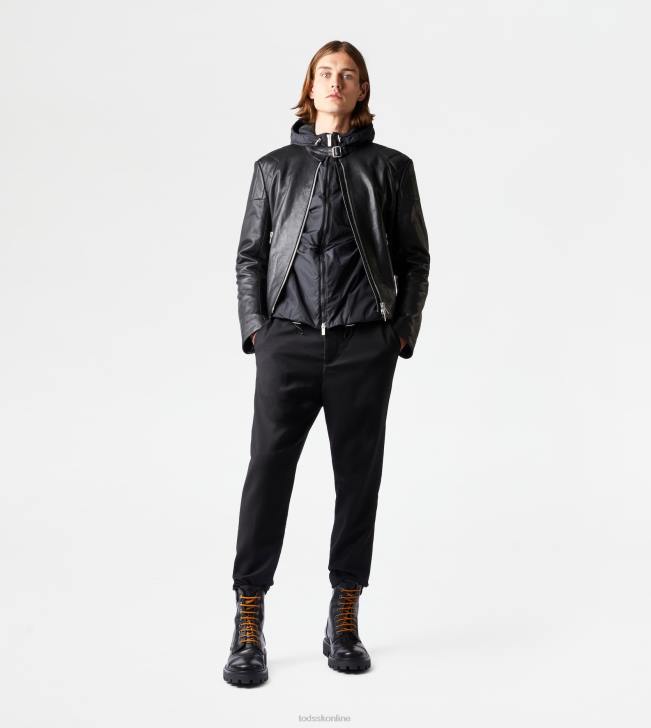 Tod\'s 8NXV1130 čierna muži motorkár v koži