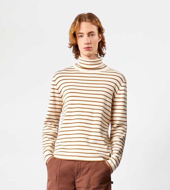 Tod\'s 8NXV1120 sivobiela/hnedá muži pruhovaný sveter s rolákom