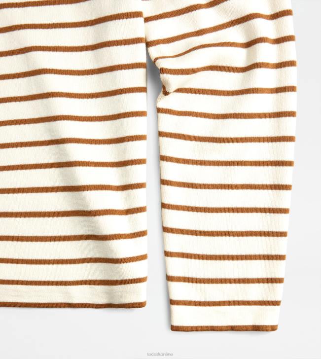 Tod\'s 8NXV1120 sivobiela/hnedá muži pruhovaný sveter s rolákom