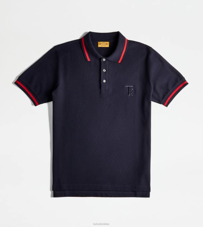 Tod's 8NXV1099 Modrá muži polokošeľa v piquet