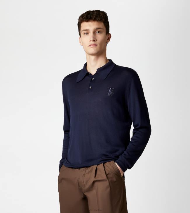 Tod\'s 8NXV1104 Modrá muži polokošeľa z kašmírovej zmesi