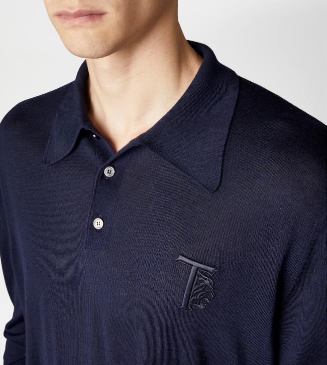 Tod\'s 8NXV1104 Modrá muži polokošeľa z kašmírovej zmesi