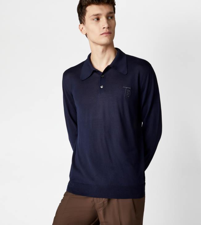 Tod\'s 8NXV1104 Modrá muži polokošeľa z kašmírovej zmesi