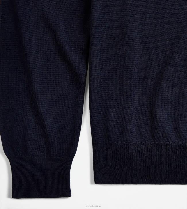 Tod\'s 8NXV1104 Modrá muži polokošeľa z kašmírovej zmesi
