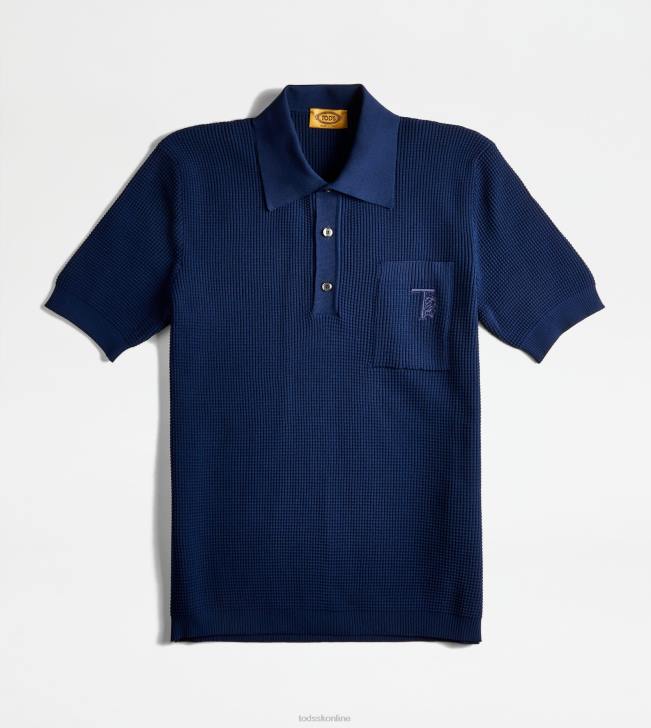 Tod's 8NXV1119 Modrá muži polokošeľa z úpletu