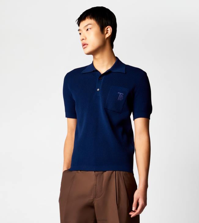 Tod\'s 8NXV1119 Modrá muži polokošeľa z úpletu