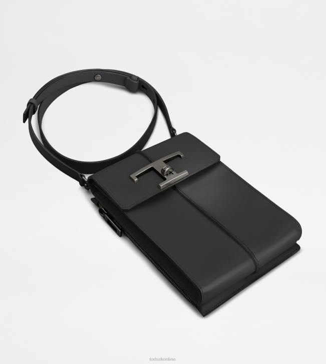 Tod\'s 8NXV1043 čierna muži t nadčasová taška na telefón z kože