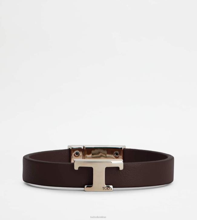 Tod's 8NXV1049 hnedá muži t nadčasový náramok z kože