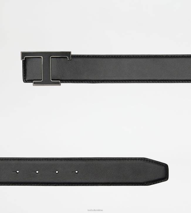 Tod\'s 8NXV923 čierna muži t nadčasový kožený opasok