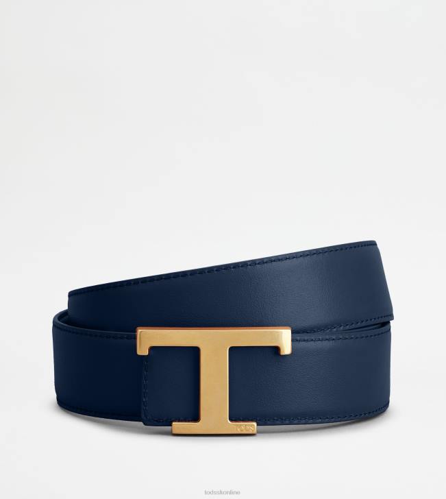 Tod\'s 8NXV927 modrá/čierna muži t nadčasový obojstranný kožený opasok