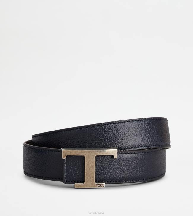 Tod's 8NXV928 Modrá muži t nadčasový obojstranný kožený opasok