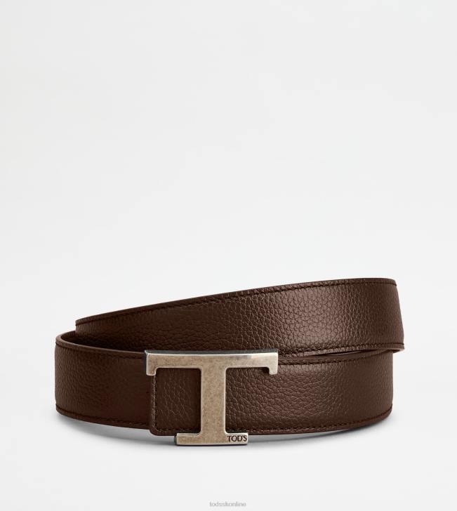Tod's 8NXV930 hnedá muži t nadčasový obojstranný kožený opasok