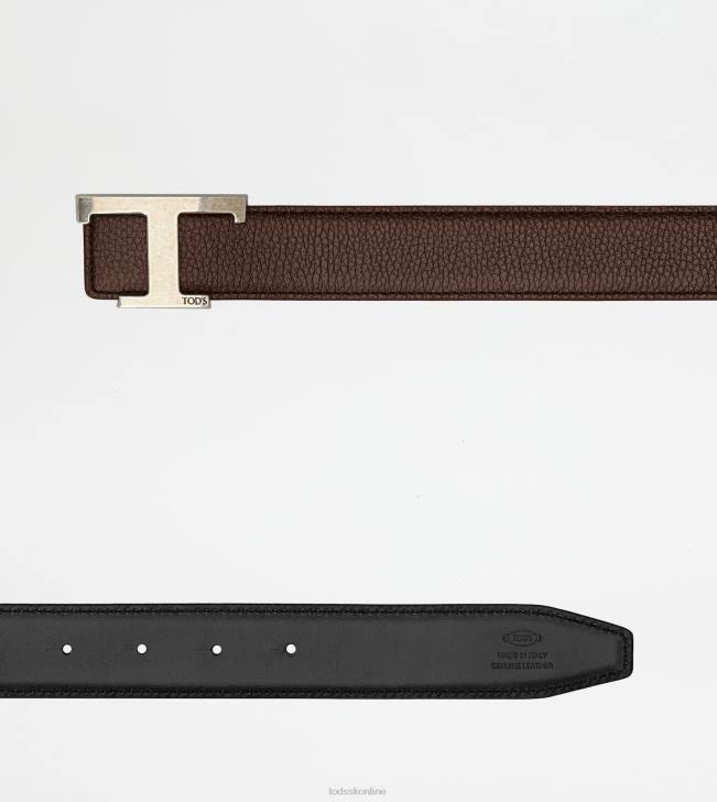 Tod\'s 8NXV930 hnedá muži t nadčasový obojstranný kožený opasok