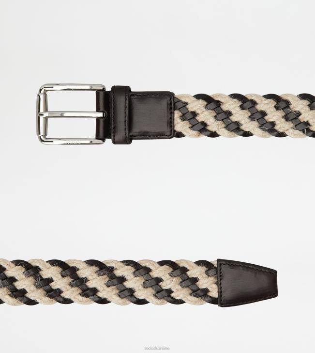 Tod\'s 8NXV938 hnedá/biela muži opasok z kože a juty