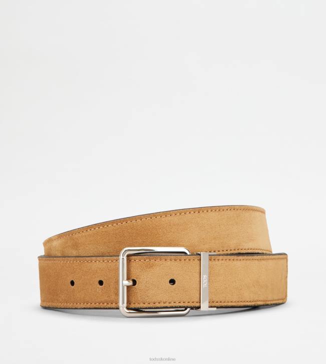 Tod's 8NXV956 béžová/čierna muži obojstranný kožený opasok