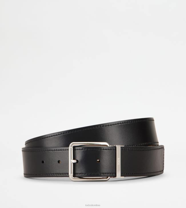 Tod\'s 8NXV956 béžová/čierna muži obojstranný kožený opasok