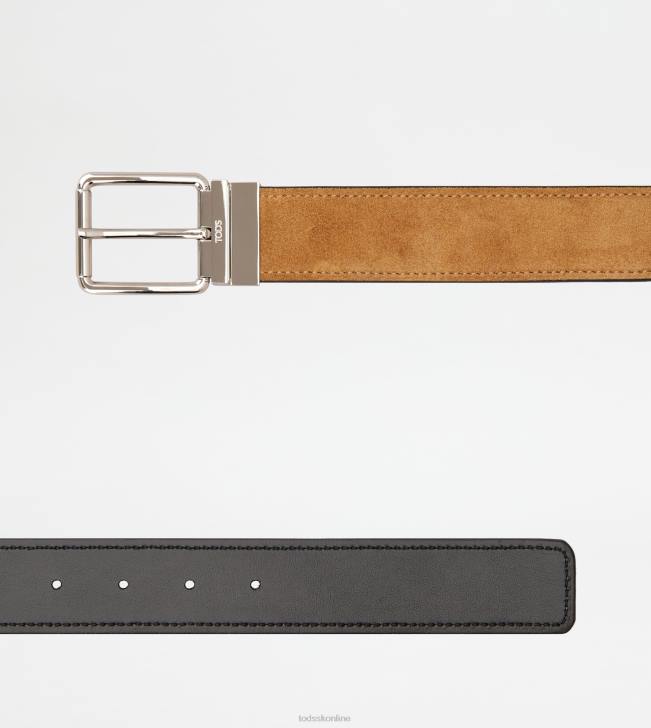 Tod\'s 8NXV956 béžová/čierna muži obojstranný kožený opasok