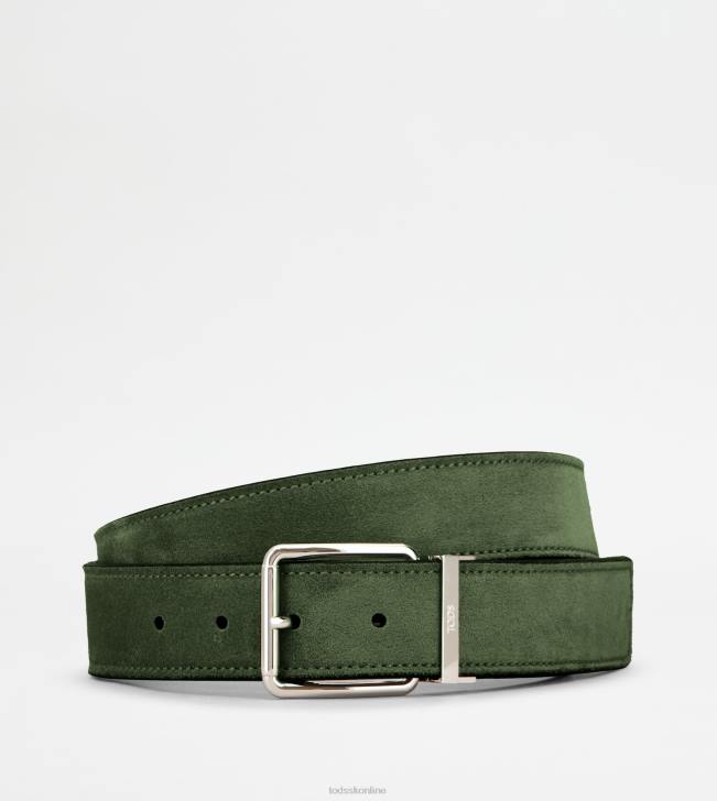 Tod's 8NXV959 zelená/hnedá muži obojstranný kožený opasok