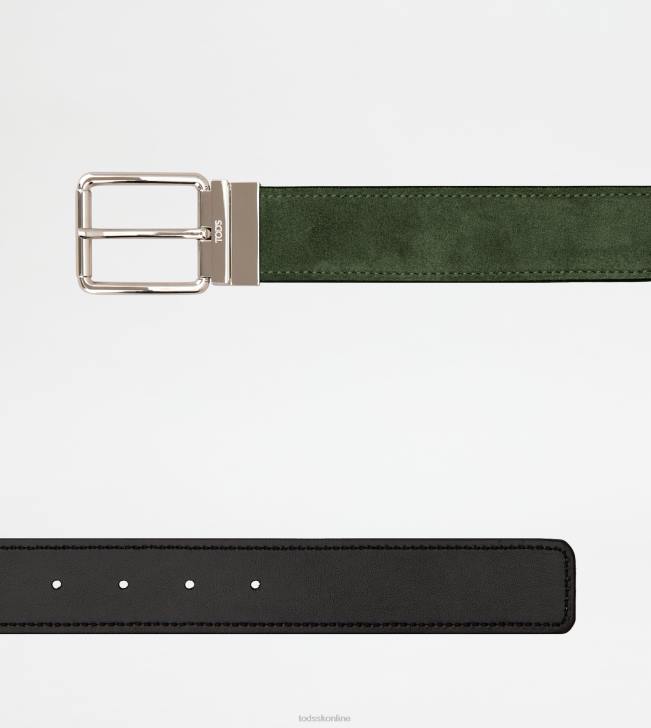 Tod\'s 8NXV959 zelená/hnedá muži obojstranný kožený opasok