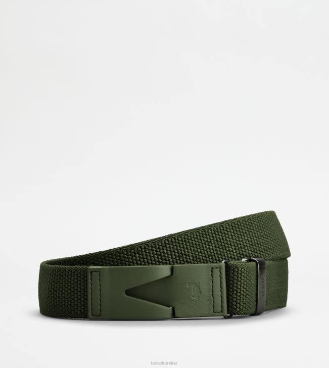 Tod's 8NXV963 zelená muži opasok z plátna a kože