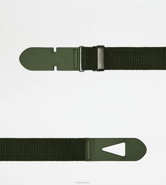Tod\'s 8NXV963 zelená muži opasok z plátna a kože