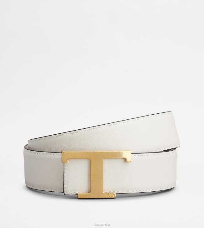 Tod\'s 8NXV973 biely muži t nadčasový obojstranný kožený opasok