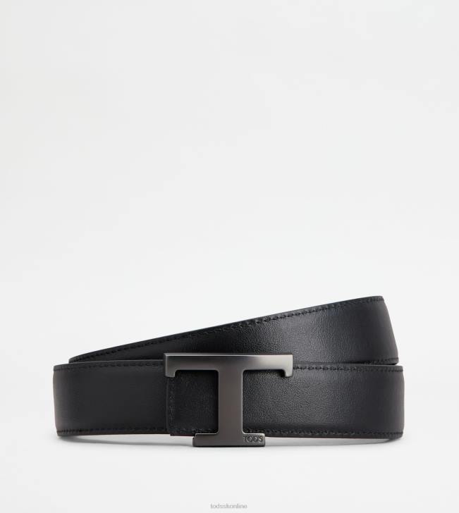 Tod\'s 8NXV979 modrá/čierna muži t nadčasový obojstranný kožený opasok