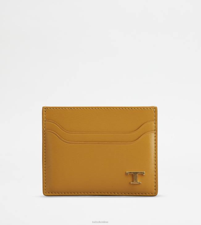 Tod's 8NXV1008 žltá muži puzdro na karty v koži