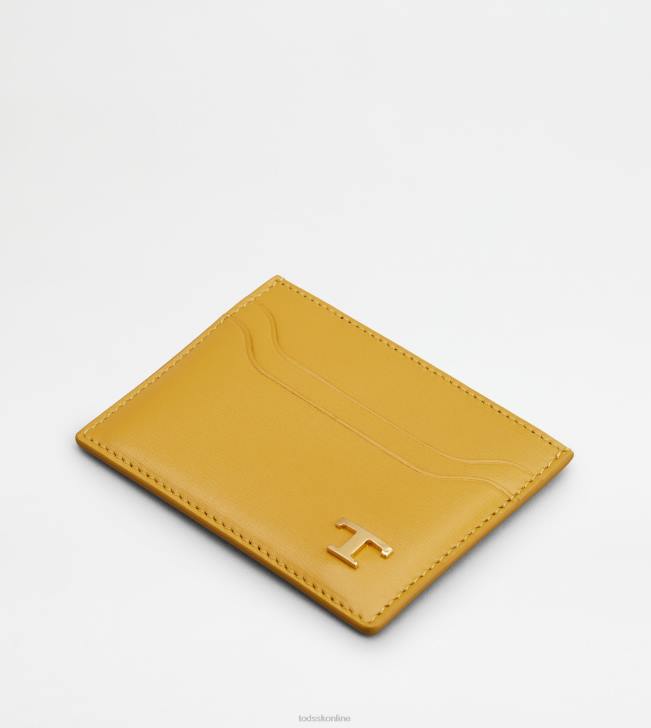 Tod\'s 8NXV1008 žltá muži puzdro na karty v koži
