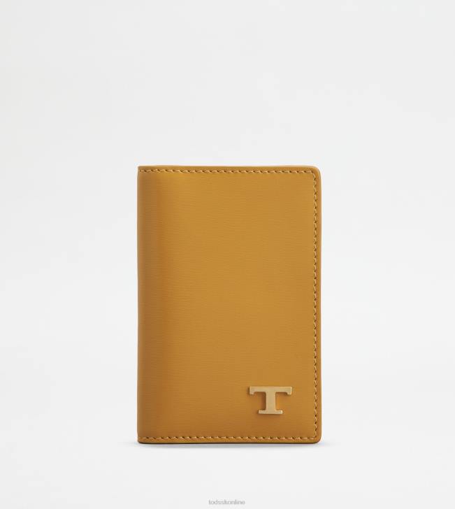Tod's 8NXV1009 žltá muži puzdro na karty v koži