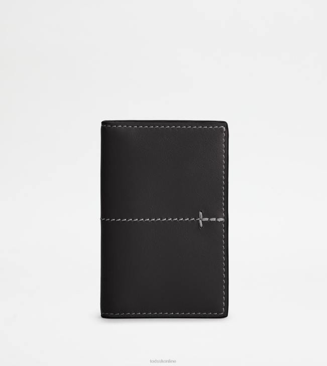 Tod's 8NXV1017 čierna muži puzdro na kreditné karty v koži