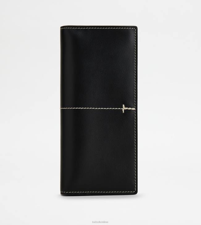Tod's 8NXV1020 čierna muži vertikálna peňaženka z kože
