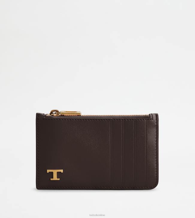 Tod's 8NXV1022 hnedá muži puzdro na karty v koži
