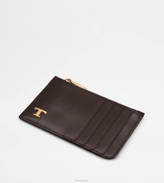 Tod\'s 8NXV1022 hnedá muži puzdro na karty v koži