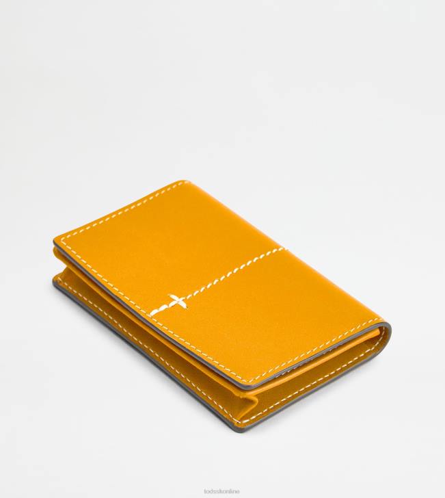 Tod\'s 8NXV1031 oranžová muži puzdro na vizitky v koži