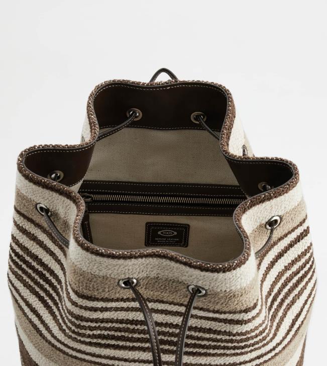 Tod\'s 8NXV985 hnedá/béžová/biela muži stredná taška z látky a kože