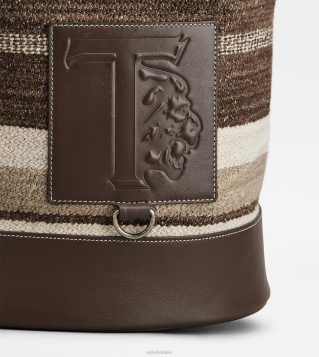 Tod\'s 8NXV985 hnedá/béžová/biela muži stredná taška z látky a kože