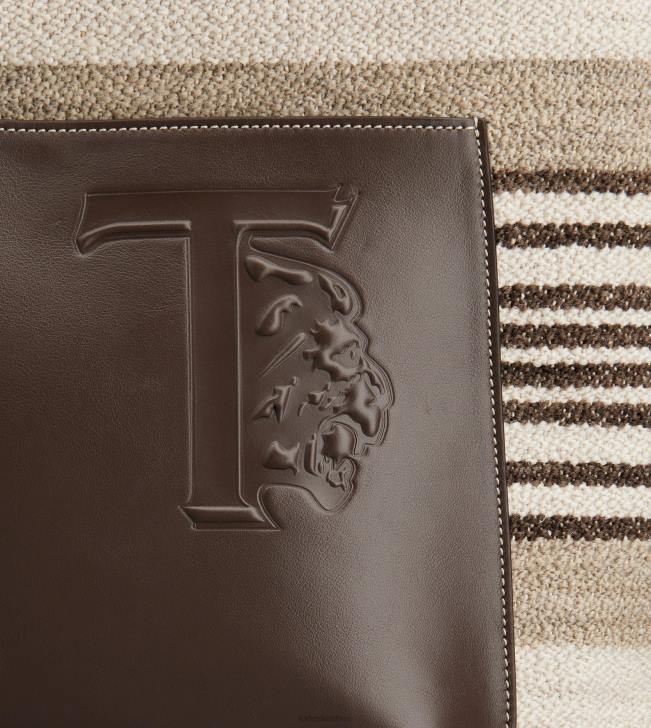 Tod\'s 8NXV1000 hnedá/béžová/biela muži nákupná taška zo strednej látky a kože