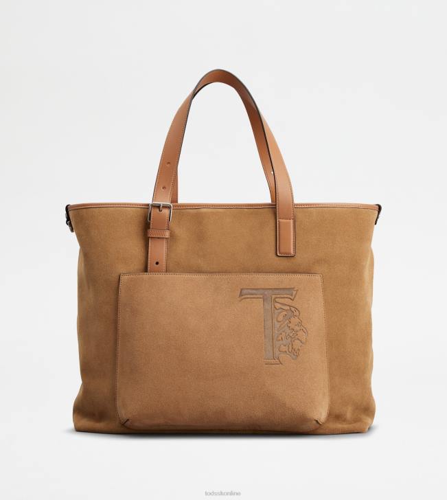 Tod's 8NXV1001 hnedá muži nákupná taška v semišovej strednej farbe